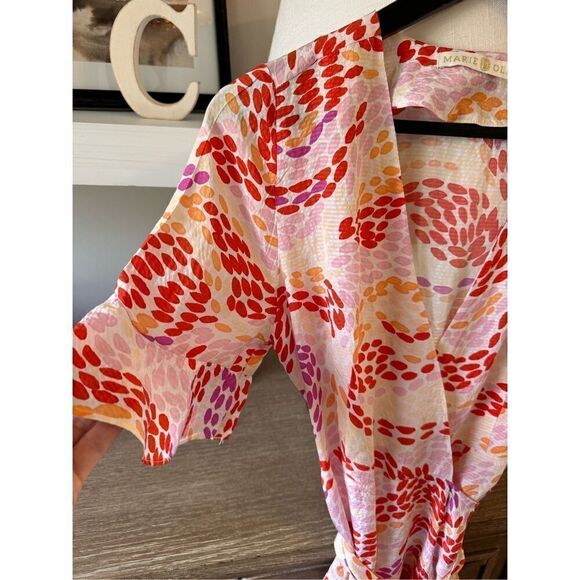 Marie Oliver Colorful Silk Ruffle Wrap Retta Dress Size XSmall - Picture 3 of 10